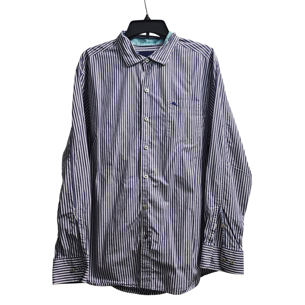 Tommy Bahama Striped Button Down Long Sleeve Casual Shirt Mens Size Large